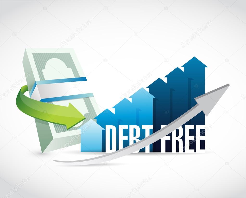 debt free profits graph sign concept