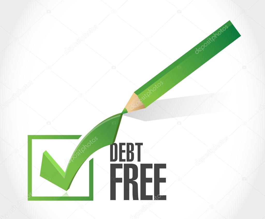 debt free check mark sign concept