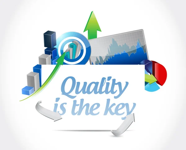 Quality is the key business charts sign concept — Stock Photo, Image