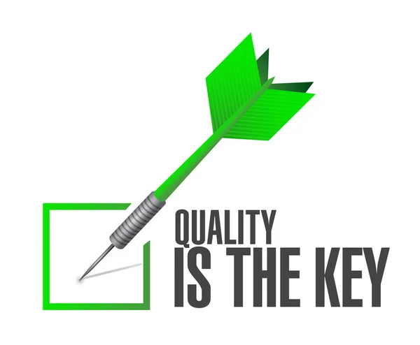 Quality is the key check dart sign concept — Stock Photo, Image