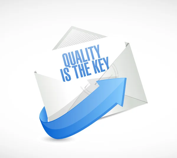 Quality is the key mail sign concept — Stock Photo, Image