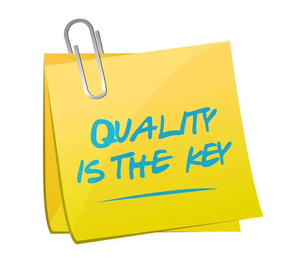 Quality is the key memo post sign concept — Stock Photo, Image