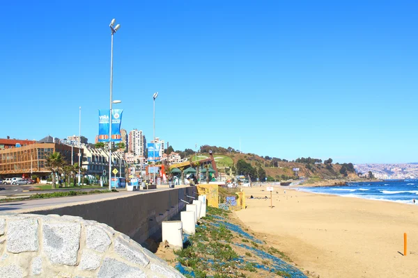 Viña del mar, reñaca und valparaiso - Chili. Strandblick — Stockfoto