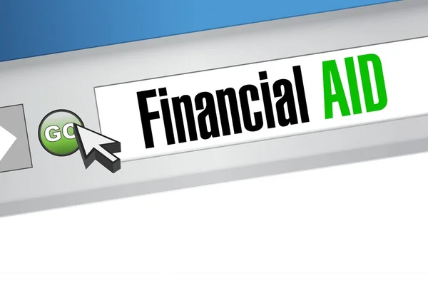 Concetto di firma del browser web Financial Aid — Foto Stock