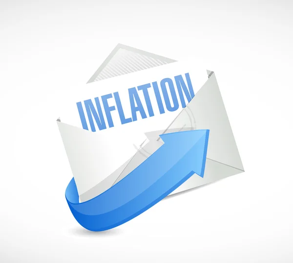 Enflasyon e-posta işareti kavramı illüstrasyon — Stok fotoğraf