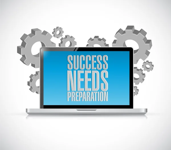 Success needs preparation laptop technology sign — Stock Photo, Image