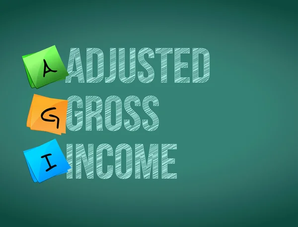 Adjusted gross income post memo chalkboard sign — Stock Photo, Image
