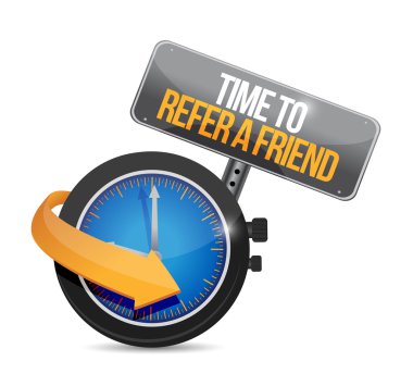 time to refer a friend sign concept clipart