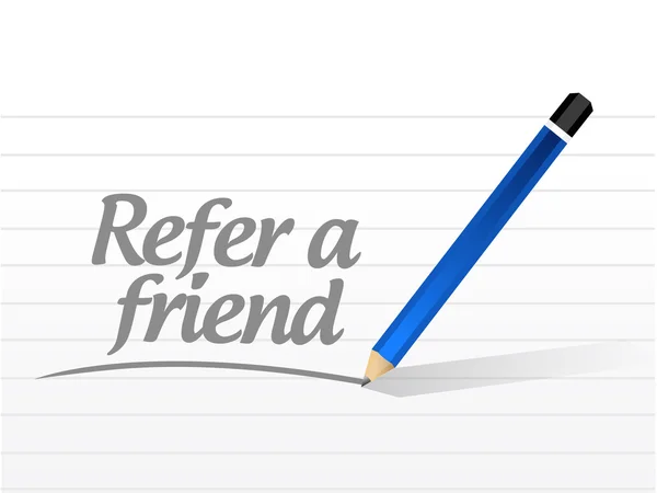Refer a friend message concept — стоковое фото
