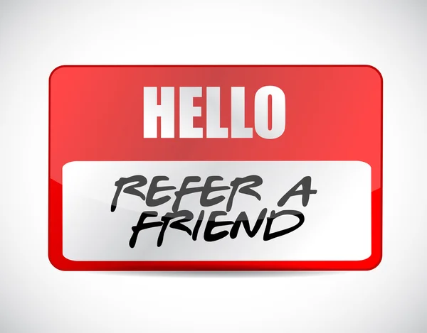 Refer a friend name tag sign concept — Stock Photo, Image