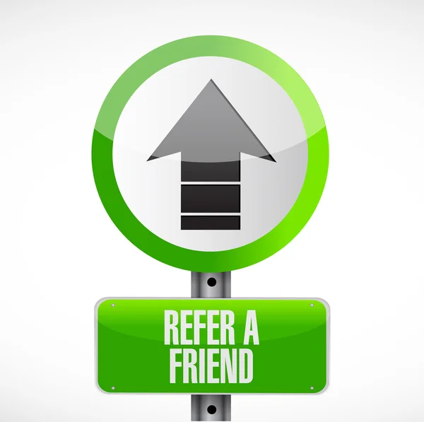Refer a friend up road sign concept — Stock Photo, Image