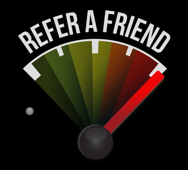 Refer a friend speedometer sign concept — Stock Photo, Image