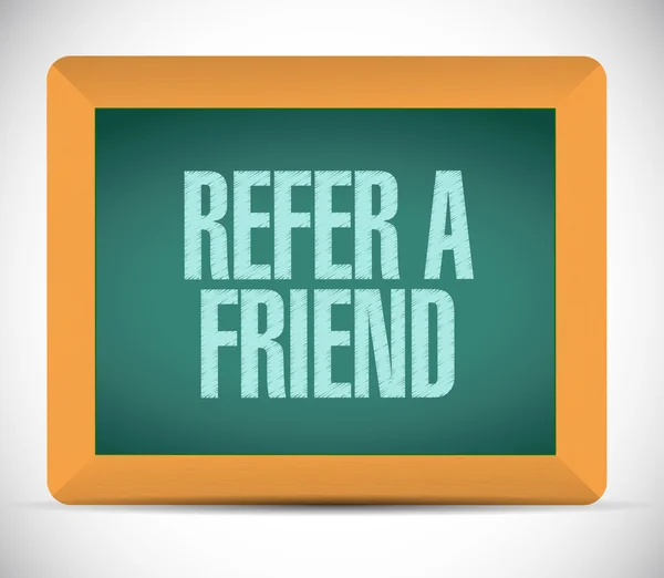 Refer a friend chalkboard sign concept — Stock Photo, Image