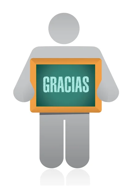 Spanish thanks message avatar sign — Stock Photo, Image