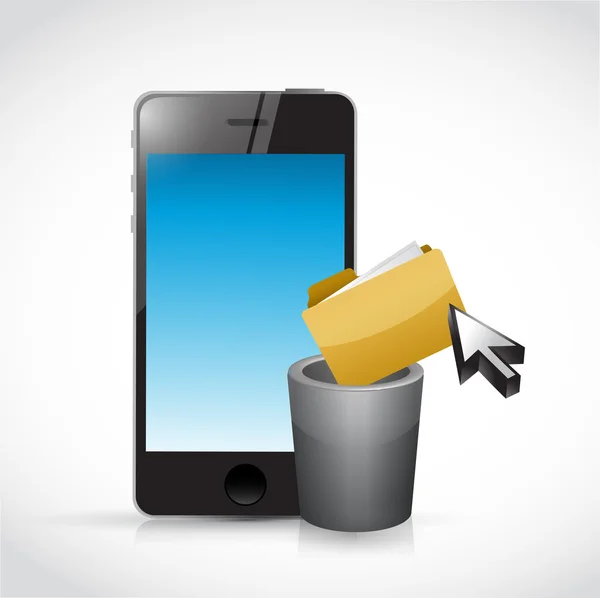 Eliminazione di contenuti su un telefono cellulare . — Foto Stock