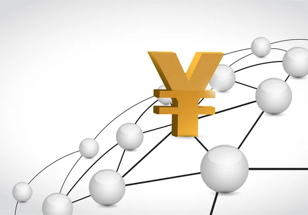 Yen collegamento in valuta in tutto il mondo concetto — Foto Stock