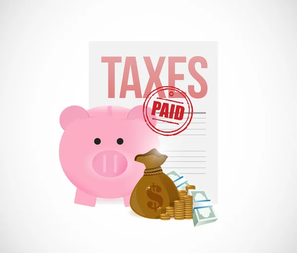 缴纳的税款。小猪银行储蓄税概念 — 图库照片