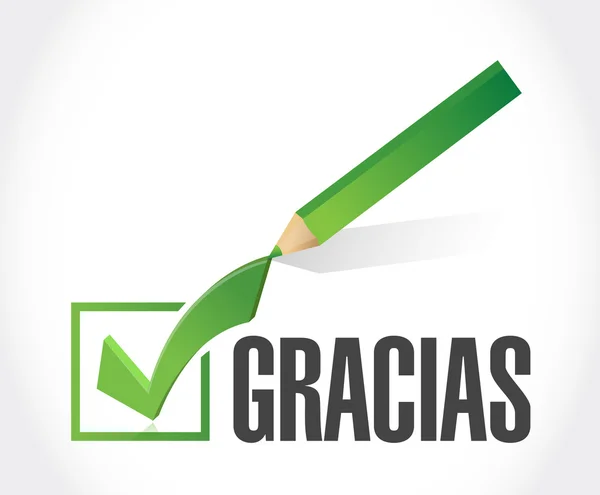 Spanish thanks message check sign — Stock Photo, Image