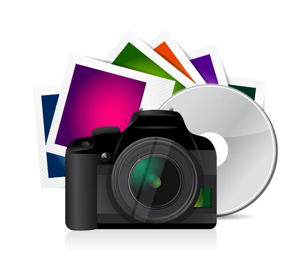 Foto della fotocamera e disegno illustrazione cd — Foto Stock