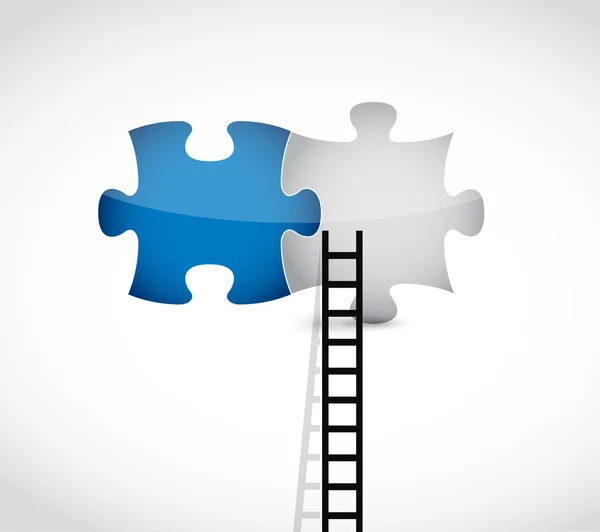 Ladder to the missing pieces concept — Stock Photo, Image