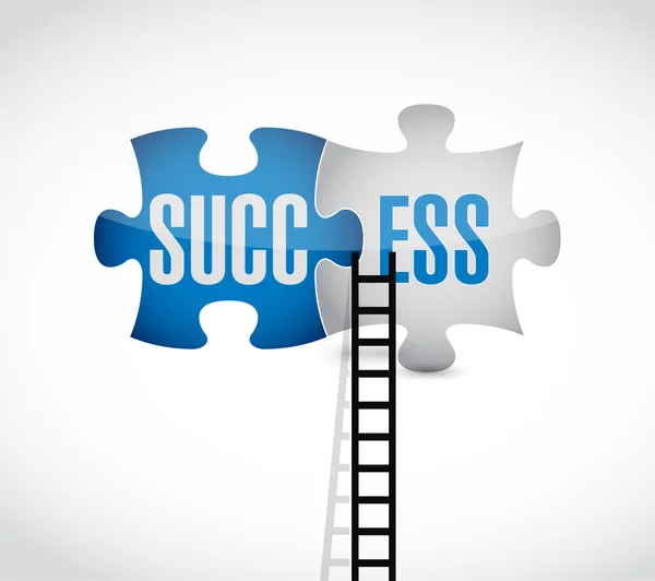 Success puzzle pieces and ladder concept — Stock Photo, Image