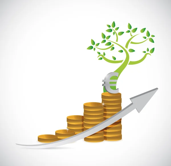 Euron träd mynt business diagram illustration — Stockfoto