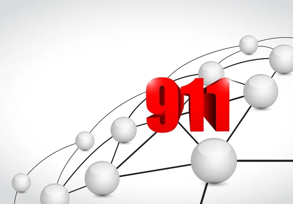 911 conceito de conexão de rede de esfera de ligação — Fotografia de Stock
