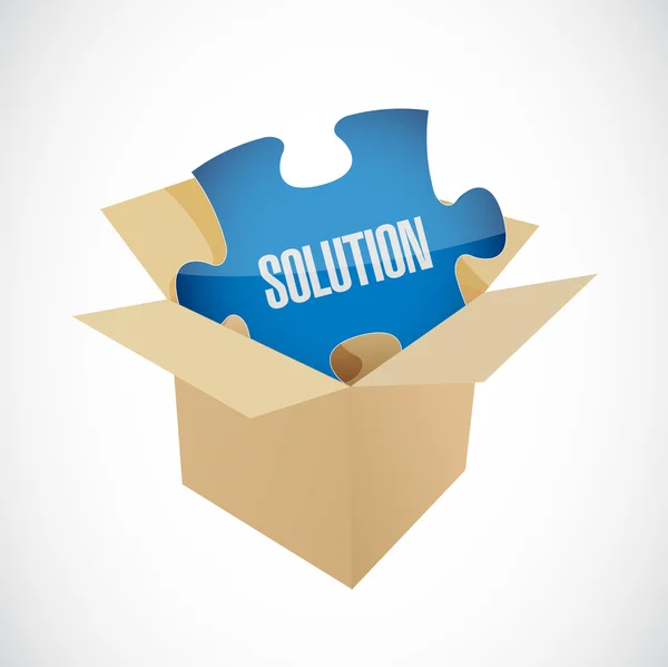 Solution puzzle piece inside box — Stock Photo, Image