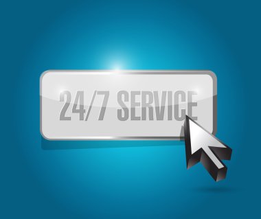 24-7 hizmet düğmesi işareti kavramı