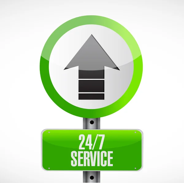 Servicio 24-7 concepto de señalización vial — Foto de Stock