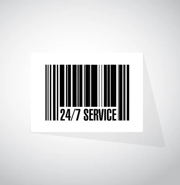Servicio 24-7 concepto de signo de código de barras —  Fotos de Stock