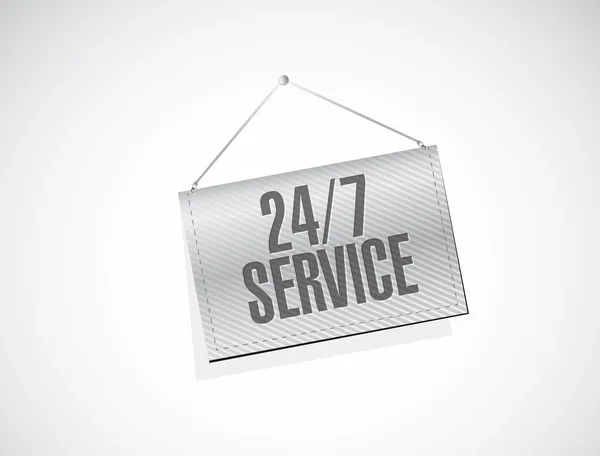 24-7 υπηρεσία κρέμονται πανό σημάδι έννοια — Φωτογραφία Αρχείου