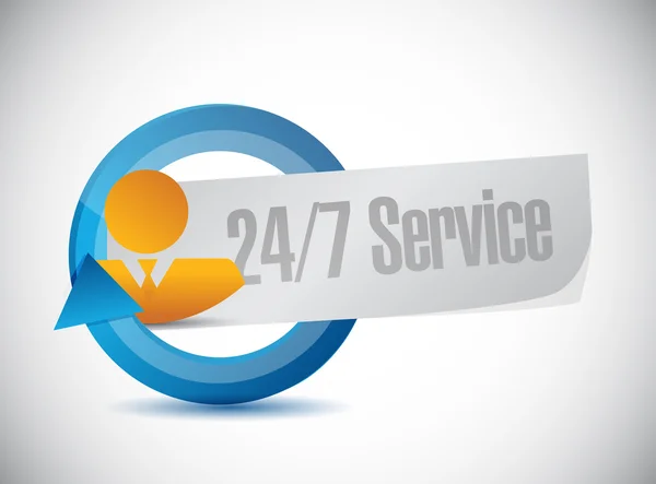 24-7 service människor underteckna koncept — Stockfoto