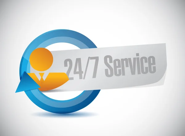 24-7 personnes de service signe concept — Photo