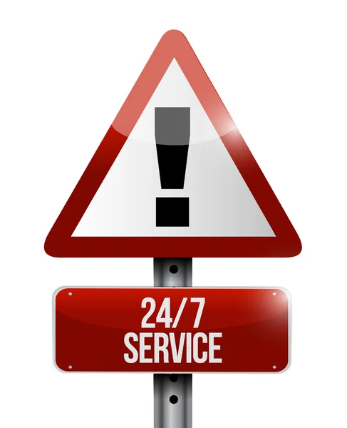 24-7 varning tecken servicekoncept — Stockfoto