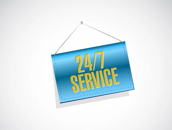 24-7 service hängande banner sign koncept — Stockfoto