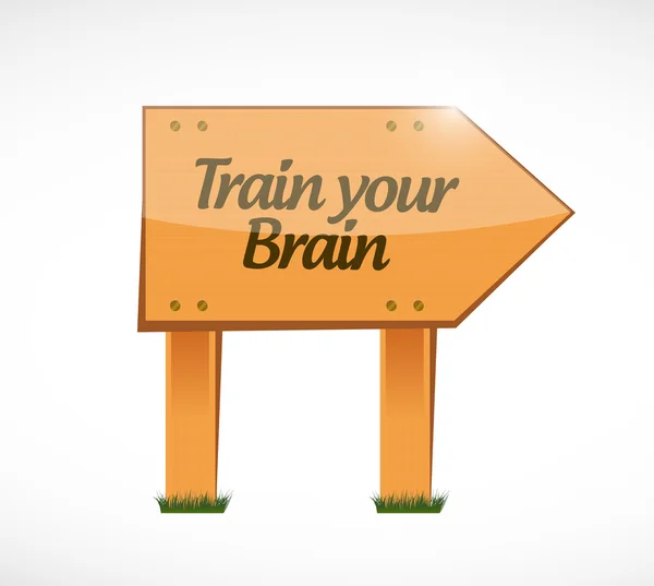 Trainieren Sie Ihr Gehirn Holz Zeichen-Konzept — Stockfoto