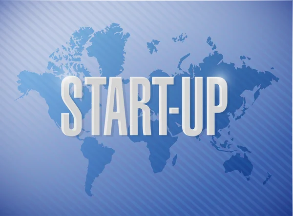 Start-up världen karta tecken konceptet illustration — Stockfoto