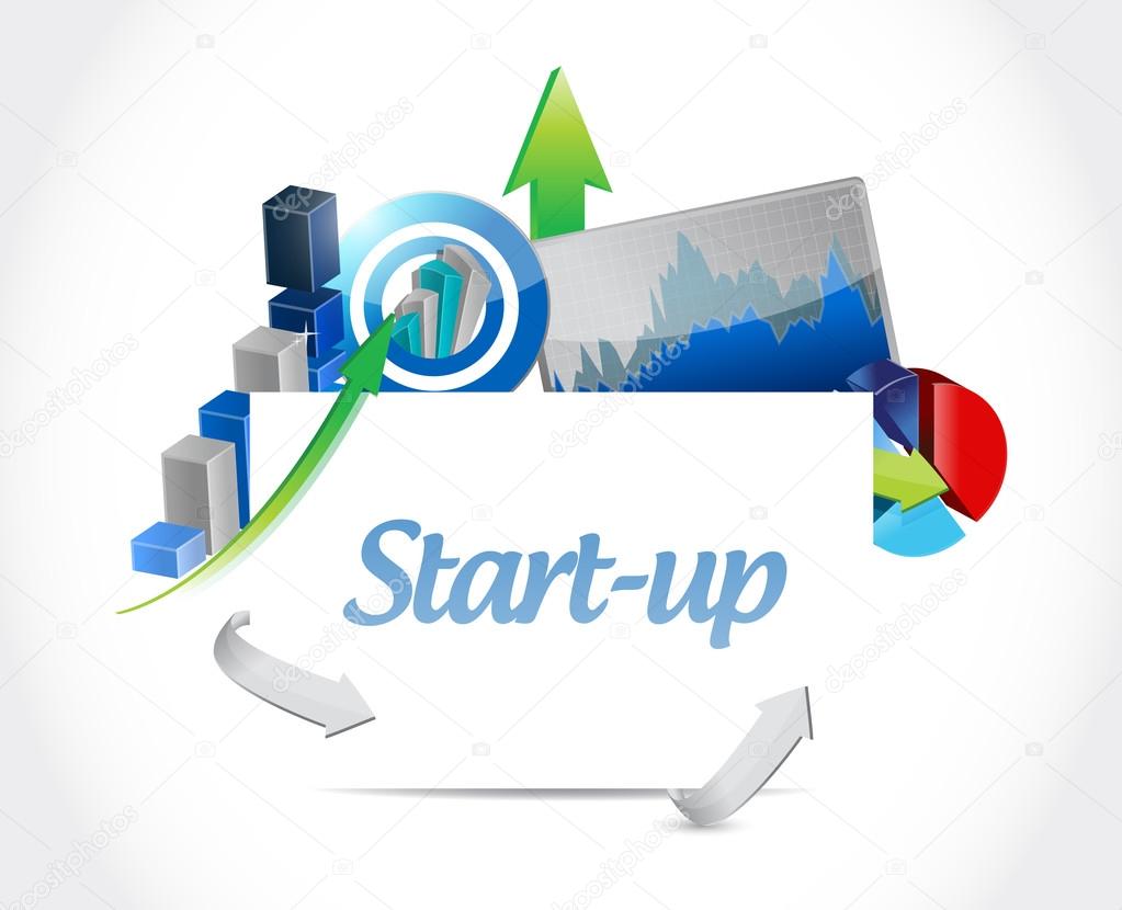 Start-up business graph sign concept illustration