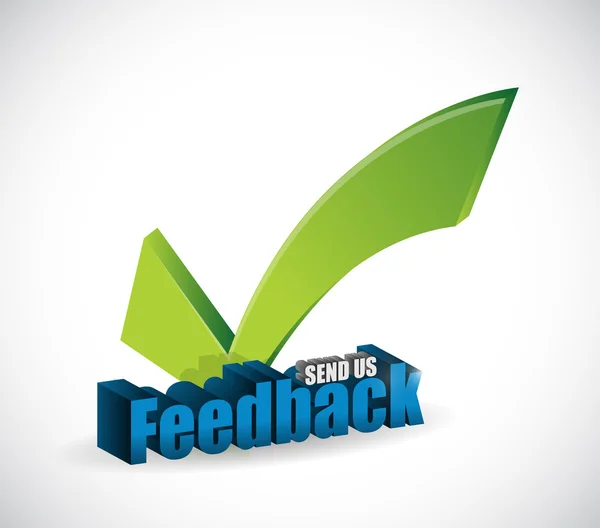 Send us feedback checkmark sign illustration — Stock Photo, Image