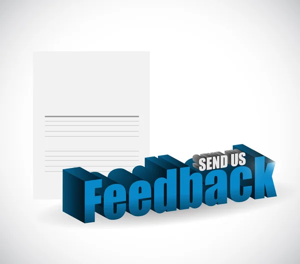 Schicken Sie uns Feedback Papierunterschrift Illustration — Stockfoto