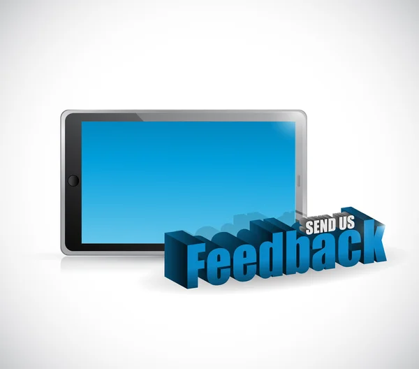 Skicka oss feedback tablet tecken illustration design — Stockfoto