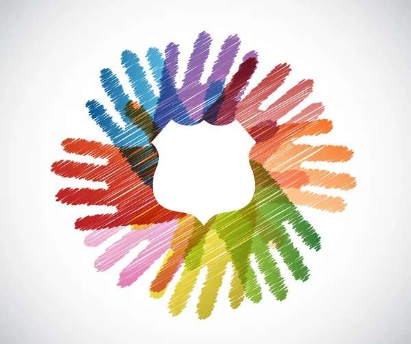 Shield over a color hands diversity concept — Stock Photo, Image