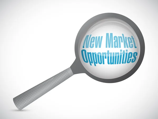 New market opportunities magnify glass sign — Stock Photo, Image