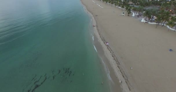 Вид с воздуха на пляж и океан. Чистая вода — стоковое видео