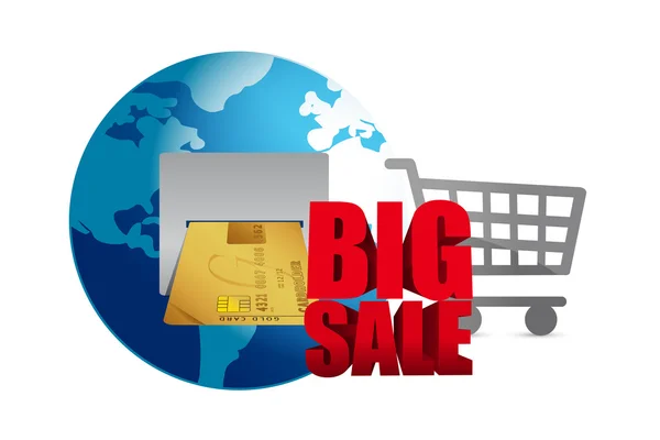 Big sale. credit card and shopping cart business — Stock Photo, Image