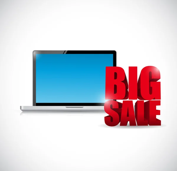 Big sale laptop computer notepad business sign — Stock Photo, Image