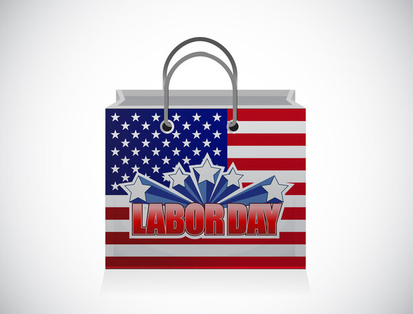 labor day shopping bag sign illustration design
