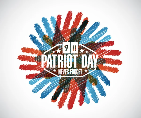 Never forget. hands patriot day sign — Stock Photo, Image