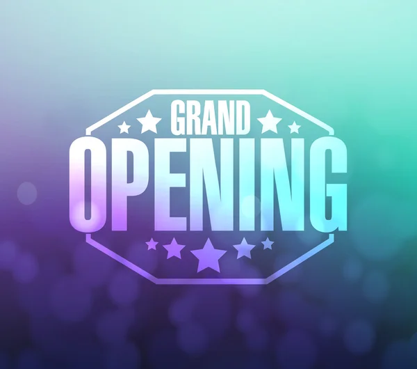 Grand opening sign over a aqua and purple — Stock Photo, Image